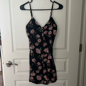 Small Forever 21 Black with Pink flowers mini dress